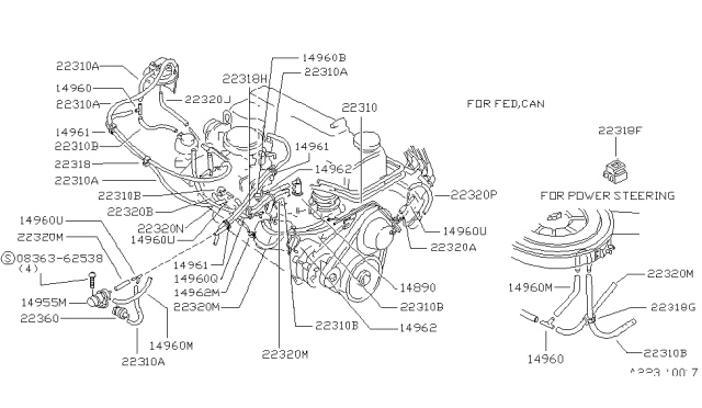 1981 Nissan 720 Pickup Engine Control Vacuum Piping Diagram 6