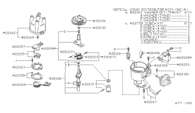 1983 Nissan 720 Pickup Distributor & Ignition Timing Sensor Diagram 1