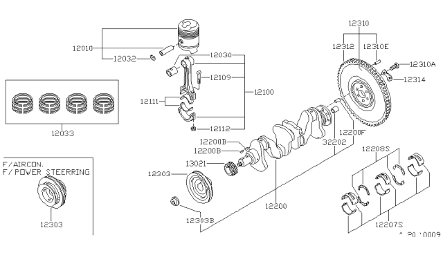 1980 Nissan 720 Pickup Piston,Crankshaft & Flywheel Diagram 2