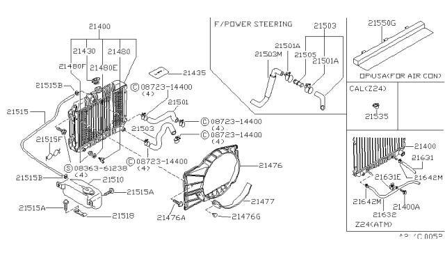 1982 Nissan 720 Pickup Radiator,Shroud & Inverter Cooling Diagram 2