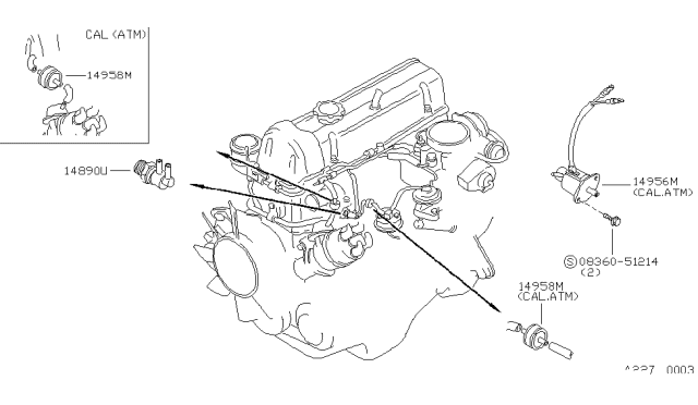 1980 Nissan 720 Pickup Vacuum Switch Diagram for 14956-U9605