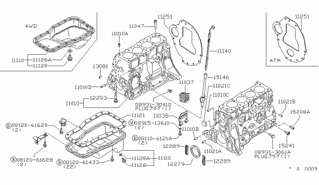 1984 Nissan 720 Pickup Cylinder Block & Oil Pan Diagram 6