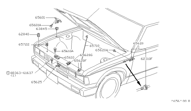 1986 Nissan 720 Pickup Hood Lock Control Diagram