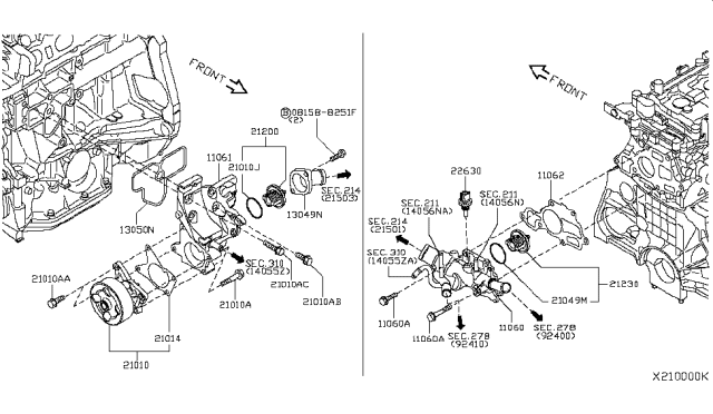 2007 Nissan Sentra Seal O Ring Diagram for 21049-ET000