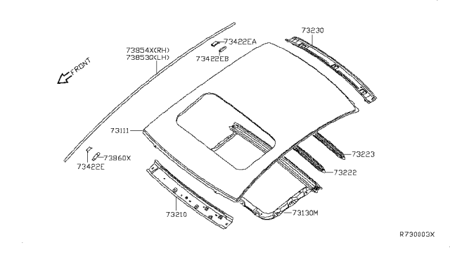 2008 Nissan Sentra Roof Panel & Fitting Diagram 2