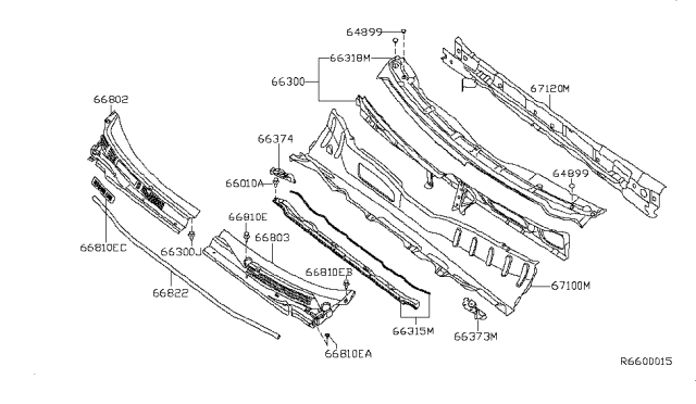 2007 Nissan Sentra Bracket-Cowl Top Diagram for 66374-ET030