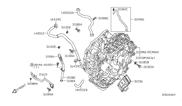 2011 Nissan Sentra Auto Transmission,Transaxle & Fitting Diagram 1