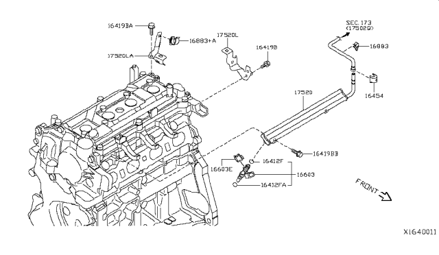 2008 Nissan Sentra Bracket-Fuel Hose Diagram for 16264-ET00B