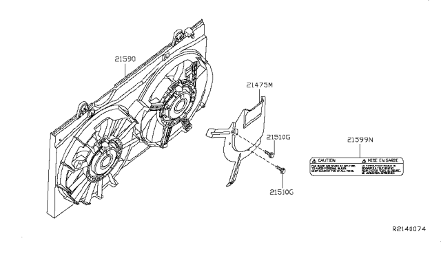 2011 Nissan Sentra Motor & Fan Assy-With Shroud Diagram for 21481-ET80B