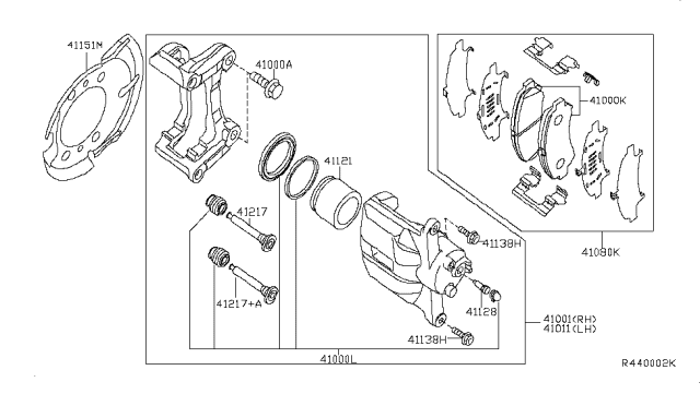 2008 Nissan Sentra Front Brake Pads Kit Diagram for D1060-ET01A