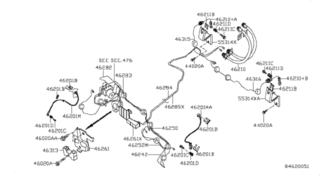 2007 Nissan Sentra Tube Assembly-Brake,Rear Master Cylinder Diagram for 46252-ET010