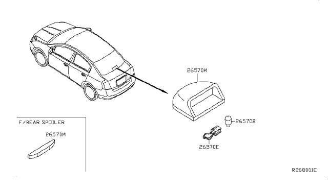 2010 Nissan Sentra Lamp Assembly-Stop,High Mounting Diagram for 26590-ET01A