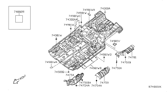 2007 Nissan Sentra Cover-Locate Hole Diagram for 74849-ET00A