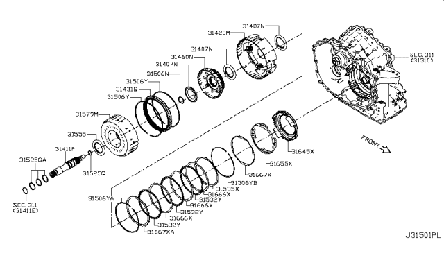 2009 Nissan Sentra Clutch & Band Servo Diagram