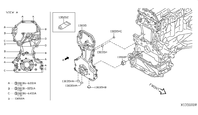 2008 Nissan Sentra Front Cover,Vacuum Pump & Fitting Diagram 4