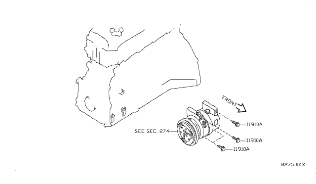 2011 Nissan Sentra Compressor Mounting & Fitting Diagram 1