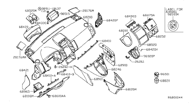 2010 Nissan Sentra Grille-Front Speaker Diagram for 28176-ET001