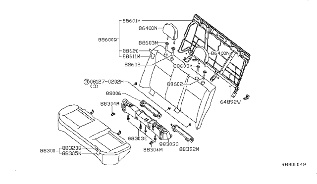 2008 Nissan Sentra Rear Seat Diagram 1