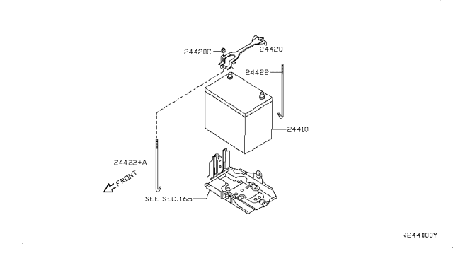 2012 Nissan Sentra Battery & Battery Mounting Diagram 2