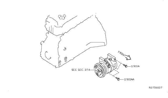 2010 Nissan Sentra Compressor Mounting & Fitting Diagram 2