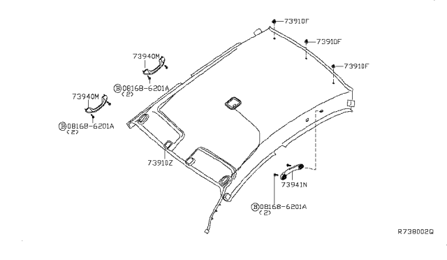 2008 Nissan Sentra Roof Trimming Diagram 1