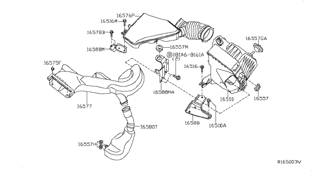 2012 Nissan Sentra RESONATOR Assembly Diagram for 16585-ET80B