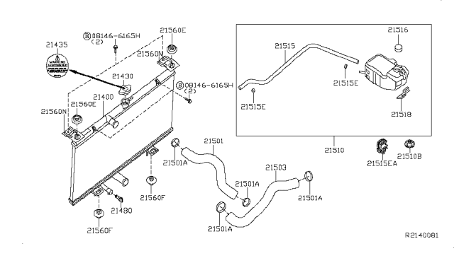 2010 Nissan Sentra Radiator,Shroud & Inverter Cooling Diagram 5