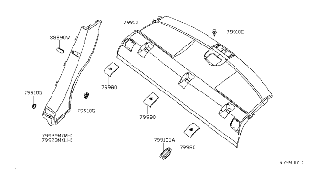 2008 Nissan Sentra Rear & Back Panel Trimming Diagram