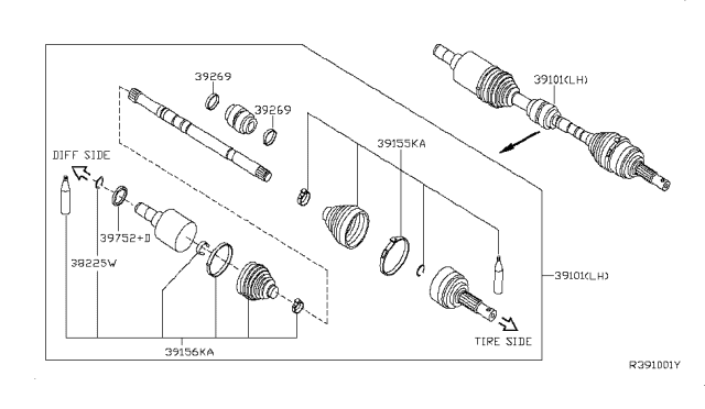 2011 Nissan Sentra Front Drive Shaft (FF) Diagram 2