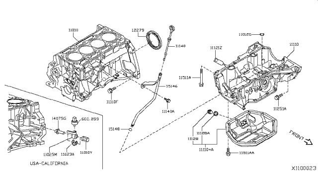 2009 Nissan Sentra Cylinder Block & Oil Pan Diagram 8