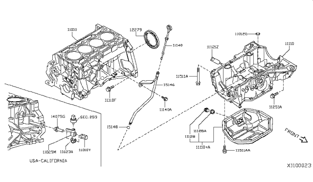 2008 Nissan Sentra Cylinder Block & Oil Pan Diagram 9