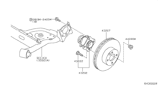 2009 Nissan Sentra Hub Assy-Rear Diagram for 43202-ET000