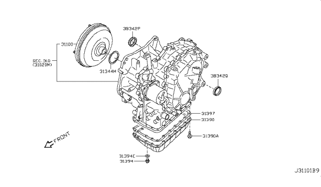 2011 Nissan Sentra Torque Converter,Housing & Case Diagram 1