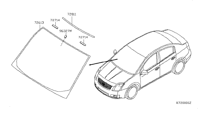 2007 Nissan Sentra Front Windshield Diagram