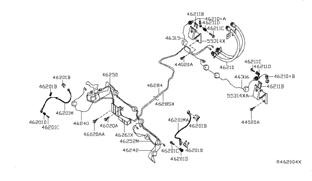 2007 Nissan Sentra Tube Assy-Brake,Front RH Diagram for 46240-ET000