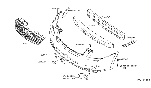 2007 Nissan Sentra Front Bumper Diagram 1