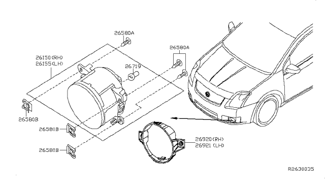 2009 Nissan Sentra Bracket-Fog Lamp LH Diagram for 26916-ZT50A