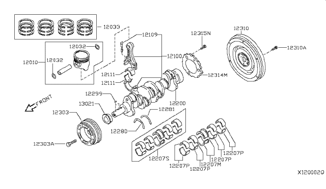 2007 Nissan Sentra Piston,Crankshaft & Flywheel Diagram 3