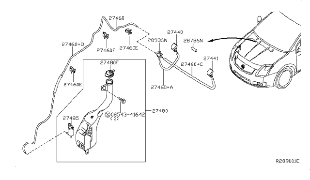 2007 Nissan Sentra Pump Assy-Washer Diagram for 28920-ET400