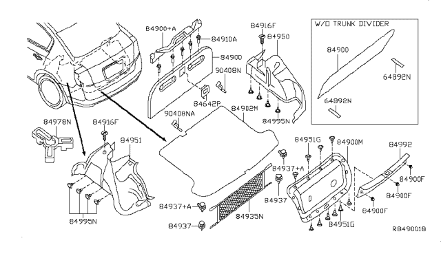 2007 Nissan Sentra Trunk & Luggage Room Trimming Diagram