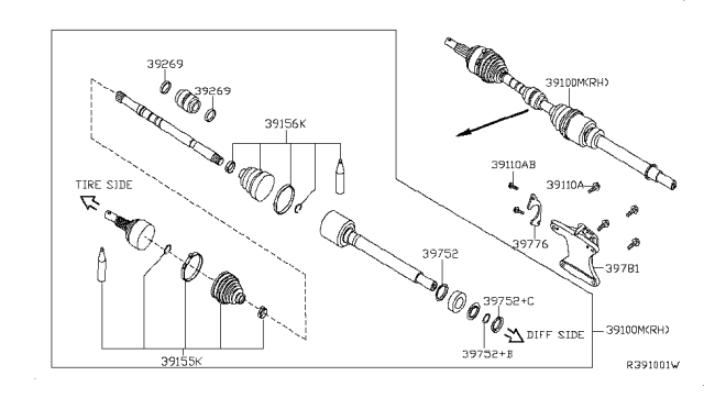 2009 Nissan Sentra Front Drive Shaft (FF) Diagram 1