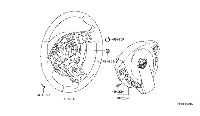 2008 Nissan Sentra Air Bag Driver Side Module Assembly Diagram for 98510-ET49B