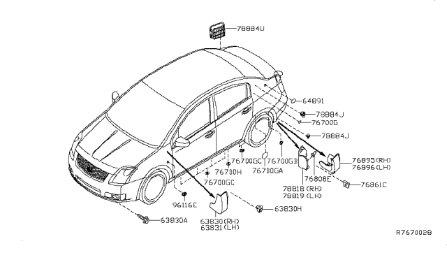 2007 Nissan Sentra Body Side Fitting Diagram 3