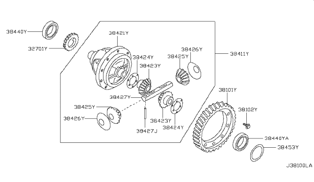 2007 Nissan Sentra Bearing-Differential Side Diagram for 31408-00QAA