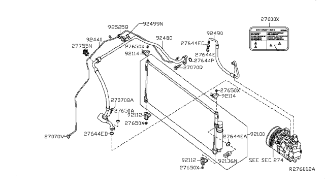 2010 Nissan Sentra Condenser,Liquid Tank & Piping Diagram 1