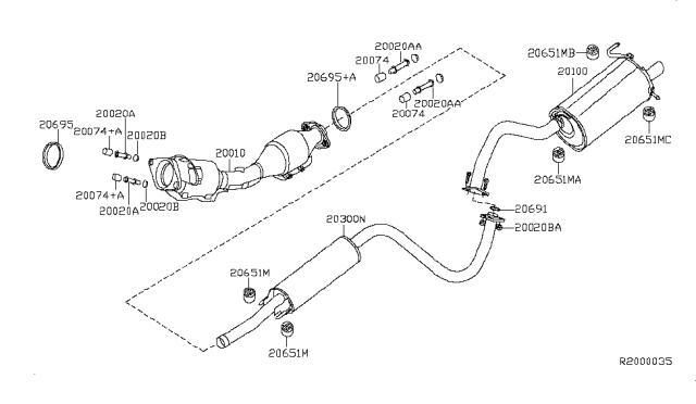 2007 Nissan Sentra Mounting-Exhaust,Rubber Diagram for 20651-EN200