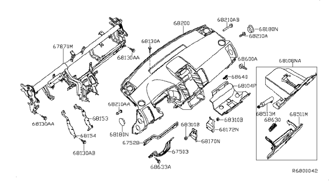 2010 Nissan Sentra Damper Assy-Glove Box Diagram for 68513-ET000