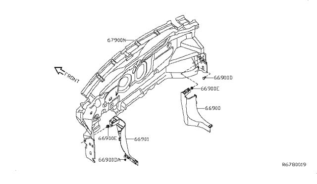 2007 Nissan Sentra Dash Trimming & Fitting Diagram