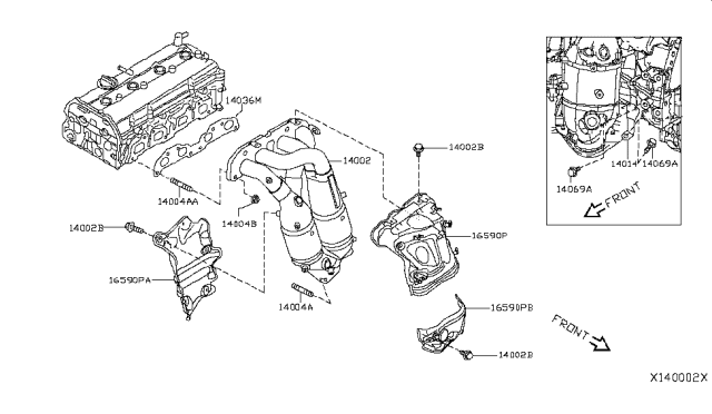 2010 Nissan Sentra Stud Exhaust Diagram for 14064-JD00A