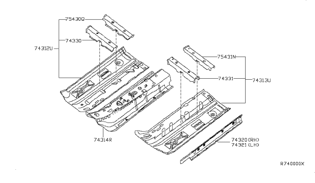 2007 Nissan Sentra Member Assembly-Cross Front Seat Mounting Rear Diagram for 75430-ET030